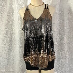 Lavish Black and Gold Sequin Camisole
